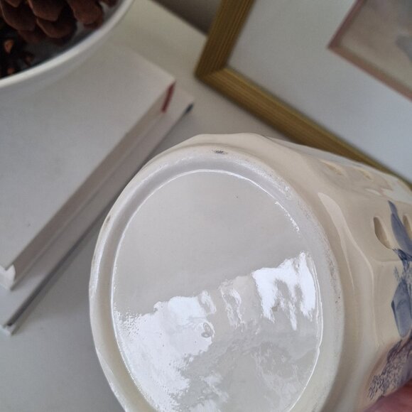 3 wick candle holder Vintage blue and white Pottery - Picture 8 of 10